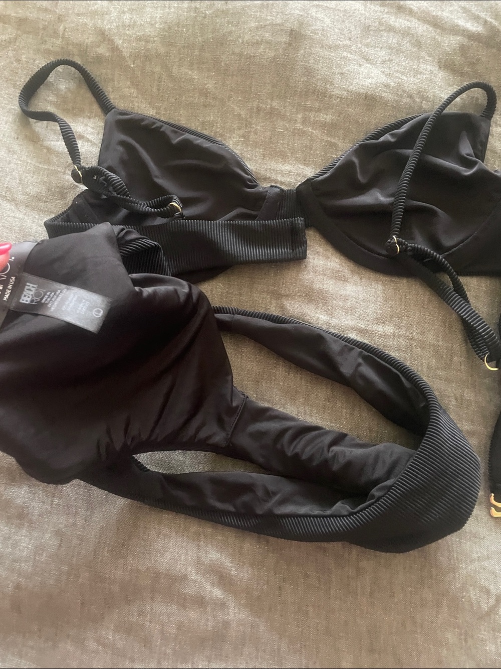 Beach Riot Black Ribbed Bandeau Bikini Set - Picture 8 of 8